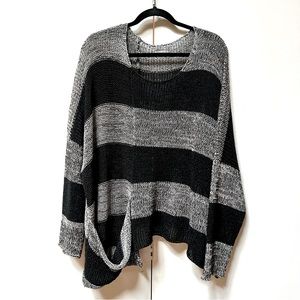 Alembika Black & Silver-Gray Stripe Sweater